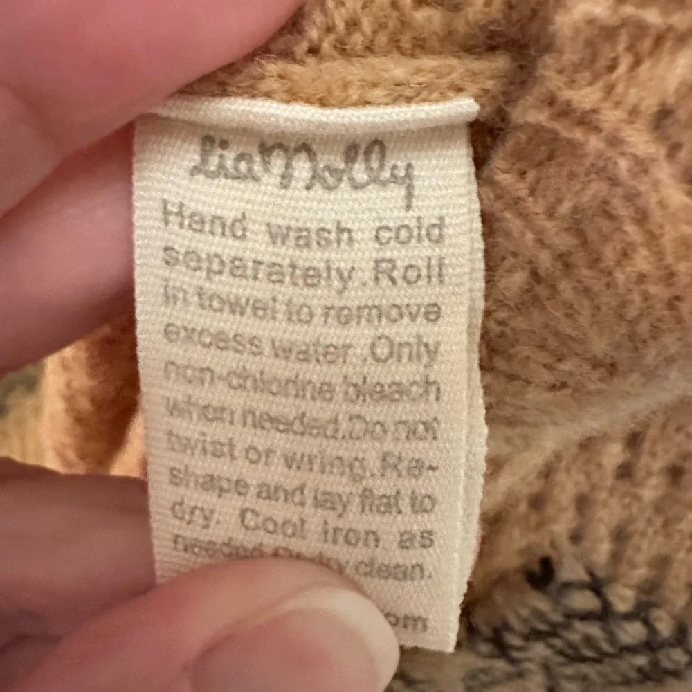 ANTHROPOLOGY L LIA MOLLY mixed print double button boho wool-cotton sweater - Picture 9 of 15